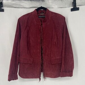 Pamela McCoy Women's Suede red fringe jacket